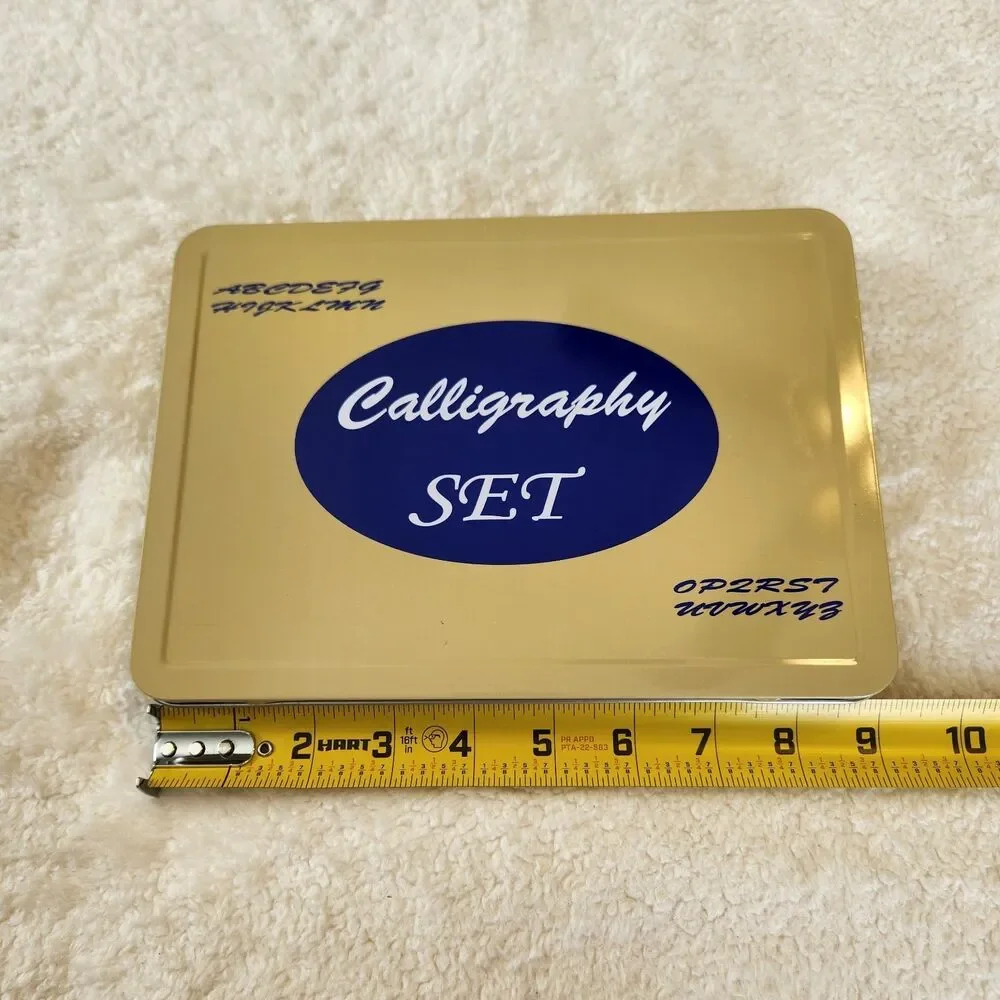 Calligraphy Set In Metal Tin w/4 Pens/5 Nibs/20 Ink Cartridges/Instructions